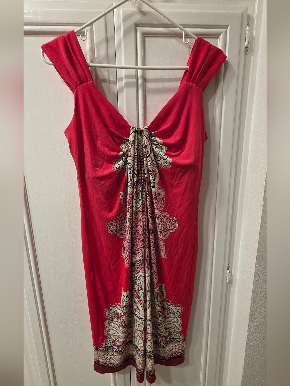 New York & Company Women's Fushia Sleeveless Dress with Paisley Panel ~ Small